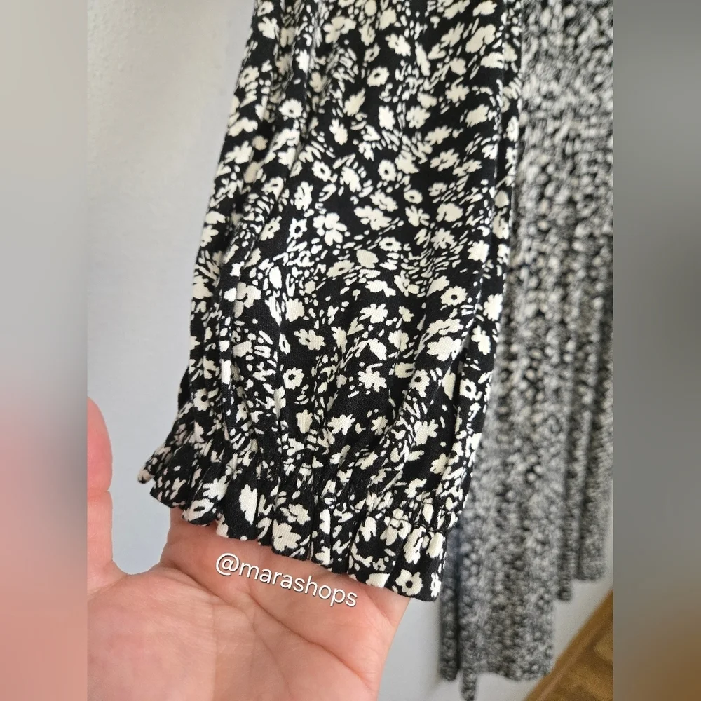 Boden Evelyn Floral Jersey Midi Dress, Black/White